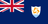 The flag of Anguilla is blue, with the flag of the UK in the canton and the national coat of arms centered in the fly half. The coat of arms depicts three orange dolphins in an interlocking circular design on a white background with a turquoise-blue field below.
