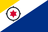 The flag of the Caribbean Netherlands features a large blue triangle at the lower fly-side corner, spanning half the flag, and a smaller yellow triangle at the opposite corner, separated by a white strip containing a black compass surrounding a red six-pointed star.