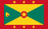 The flag of Grenada features a large central rectangular area surrounded by a red border, with three five-pointed yellow stars centered on the top and bottom borders. The central rectangle is divided diagonally into four alternating triangular areas of yellow at the top and bottom and green on the hoist and fly sides, and a five-pointed yellow star on a red circle is superimposed at its center. A symbolic nutmeg pod is situated on the green hoist-side triangle.