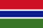 The flag of Gambia is composed of three equal horizontal bands of red, blue with white top and bottom edges, and green.