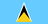 The flag of Saint Lucia has a light blue field, at the center of which are two triangles which share a common base — a small golden-yellow isosceles triangle superimposed on a large white-edged black isosceles triangle.