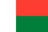 The flag of Madagascar features a white vertical band on the hoist side that takes up about one-third the width of the field, and two equal horizontal bands of red and green adjoining the vertical band.