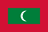 The flag of Maldives has a red field, at the center of which is a large green rectangle bearing a fly-side facing white crescent.
